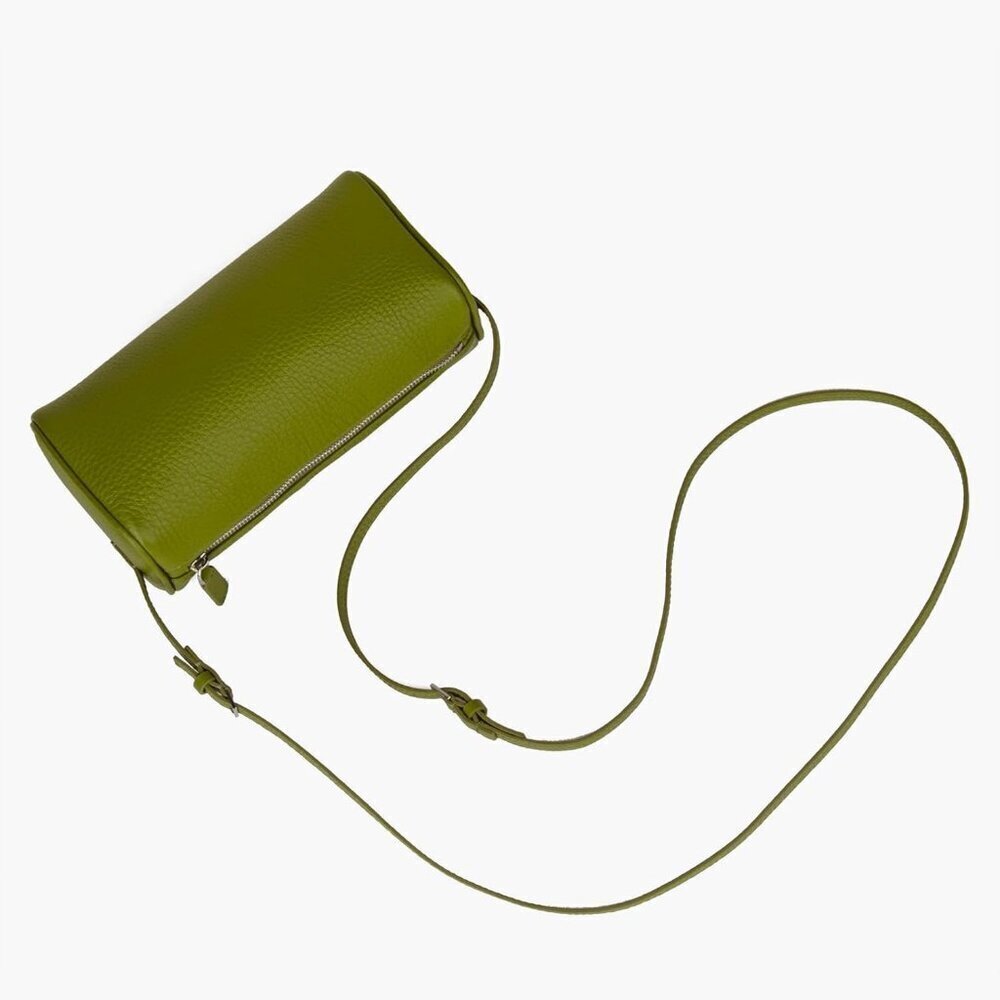 Women Olive Green-lychee Crossbody Purse with Adjustable Strap Full-Leather - Picture 3 of 7